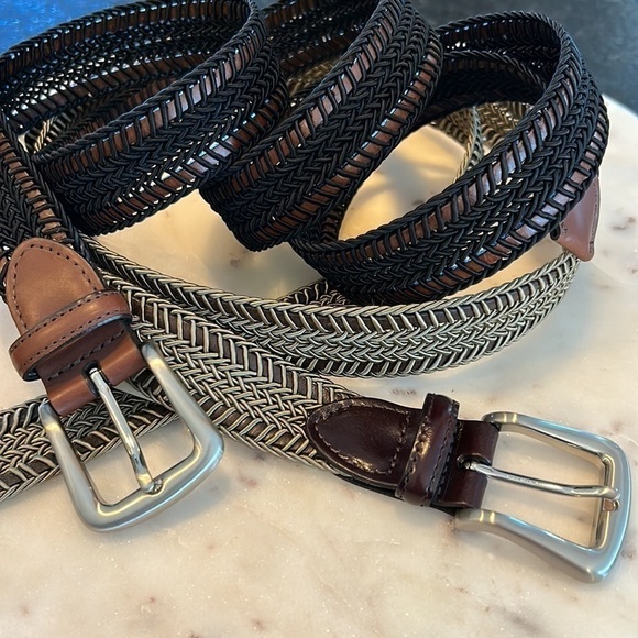 2-Torino belts both size 46 black/ brown woven and taupe/brown woven NWT - Picture 4 of 17